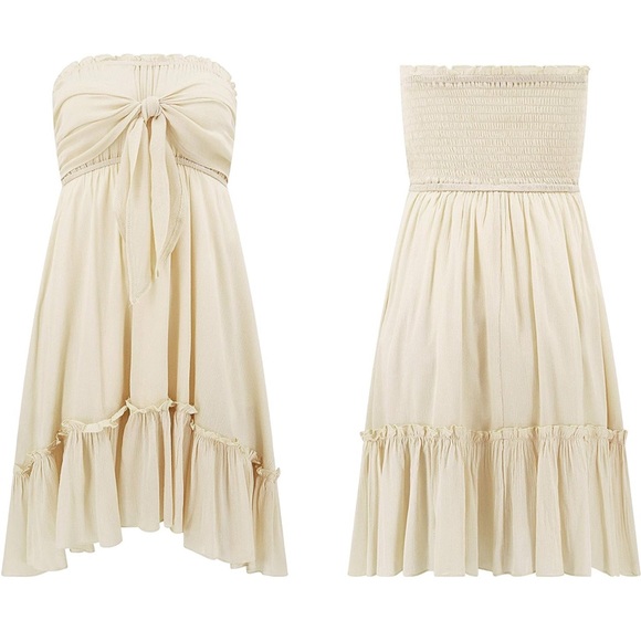 Vivimos Short cotton summer dress, sleeveless, with front bow tube dr… - Picture 3 of 12